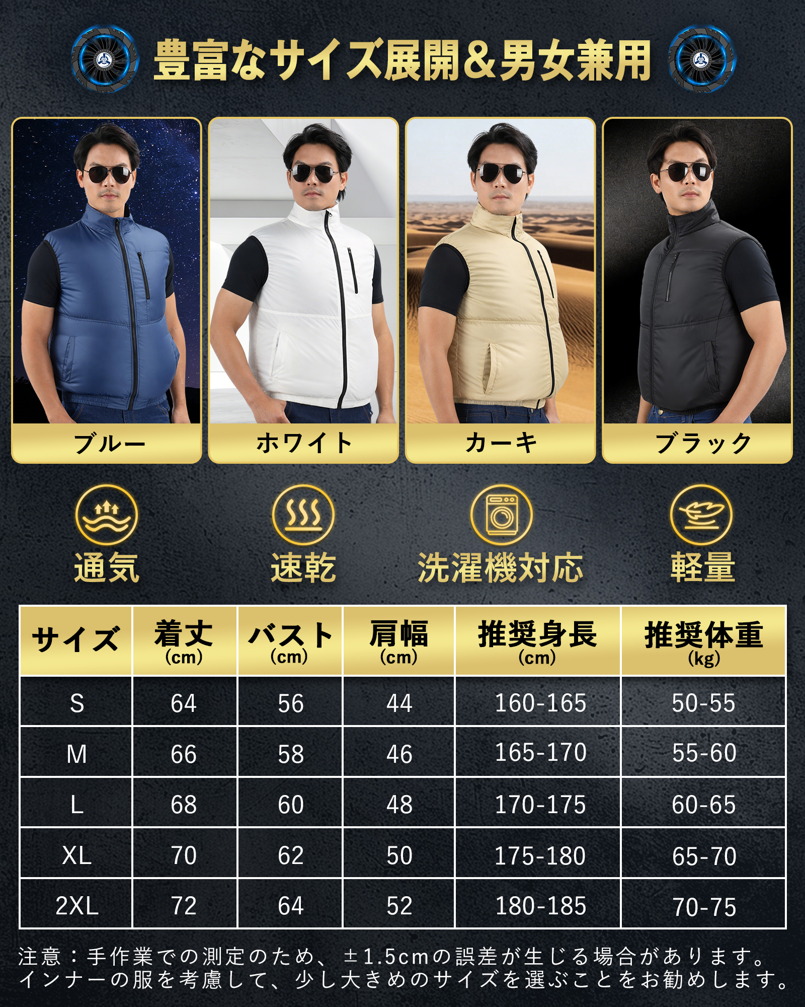空調作業服 ファン付き作業服 ベスト 30000mAhバッテリー付き 4段階