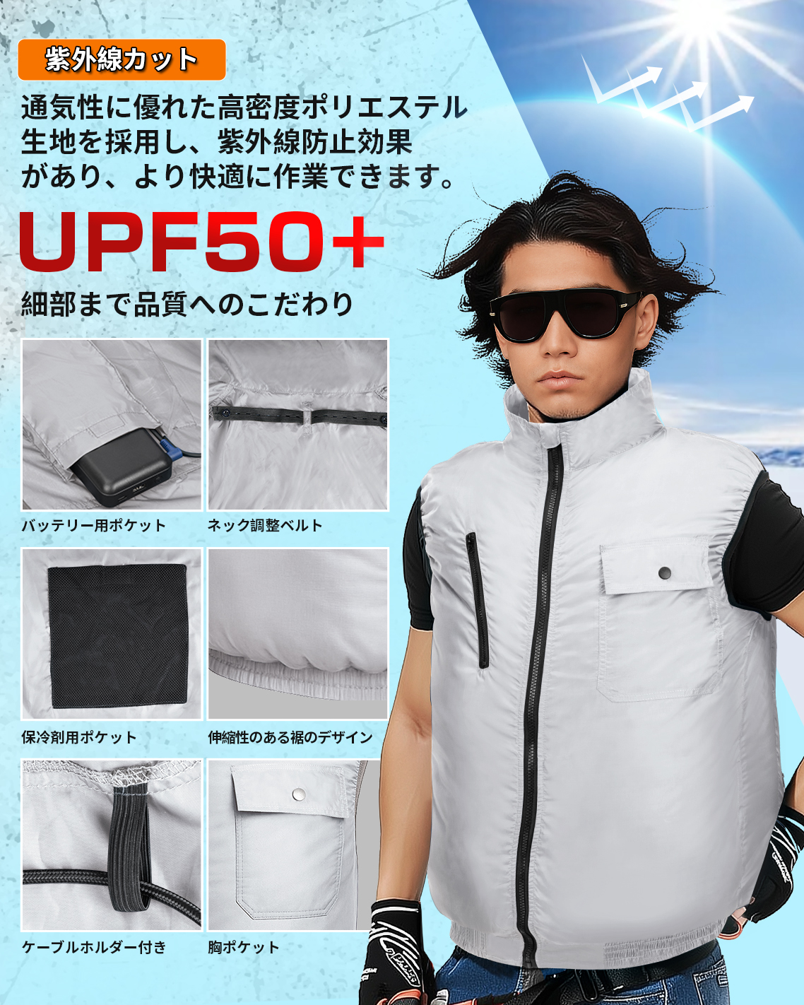 ファンベスト バッテリー付 男女兼用 空調服 3段階風量調節 USB UVカット 紫外線対策 撥水加工 通気性 屋外作業 倉庫 農作業 釣り 登山 Amazon.co.jp: [NAFUAIR] ファン付きベスト ファンバッテリー