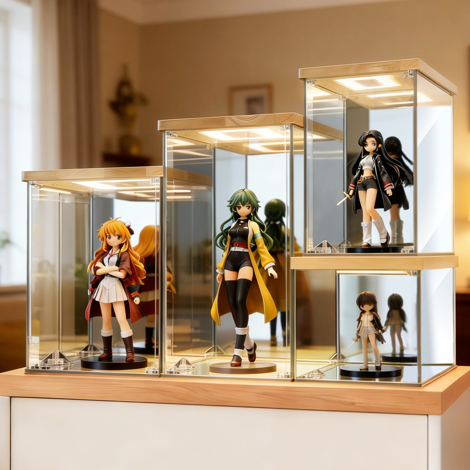 フィギュアケース コレクションボックス アクリル LED照明付き 高