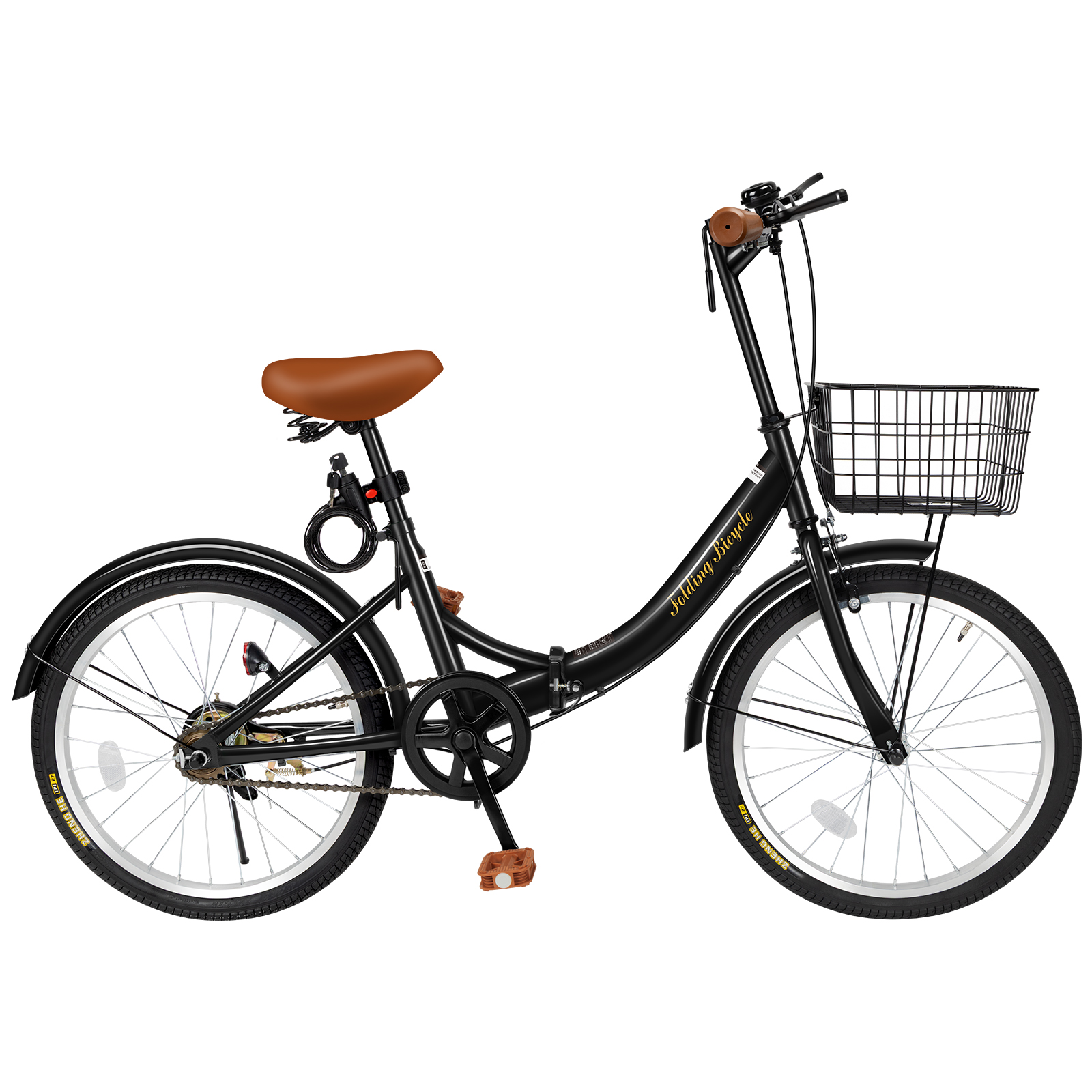 折りたたみ自転車 20 インチ 軽量 フレーム カゴ ワイヤー錠 ライト付き 折りたたみ自転車 20インチ 折り畳み自転車 軽量 おしゃれ 防滑タイヤ