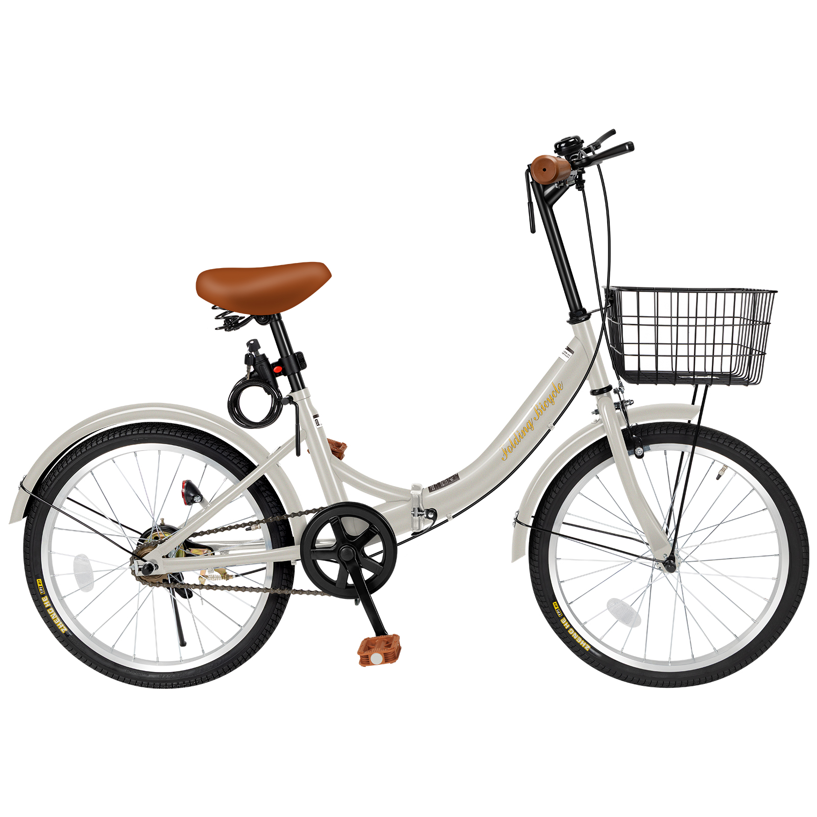折りたたみ自転車 20 インチ 軽量 フレーム カゴ ワイヤー錠 ライト付き 折りたたみ自転車 20インチ 折り畳み自転車 軽量 おしゃれ 防滑タイヤ