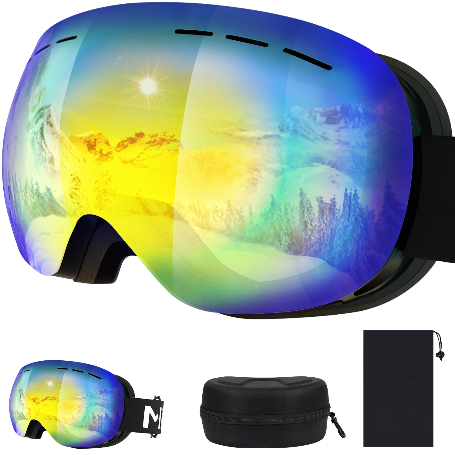 日和スキーゴーグル Mixiu 球面レンズ ヘルメット対応 UV400保護 フレームレス スノーゴーグル 男女兼用 メガネ着用可 紫外線99%カット  広角視野 防曇