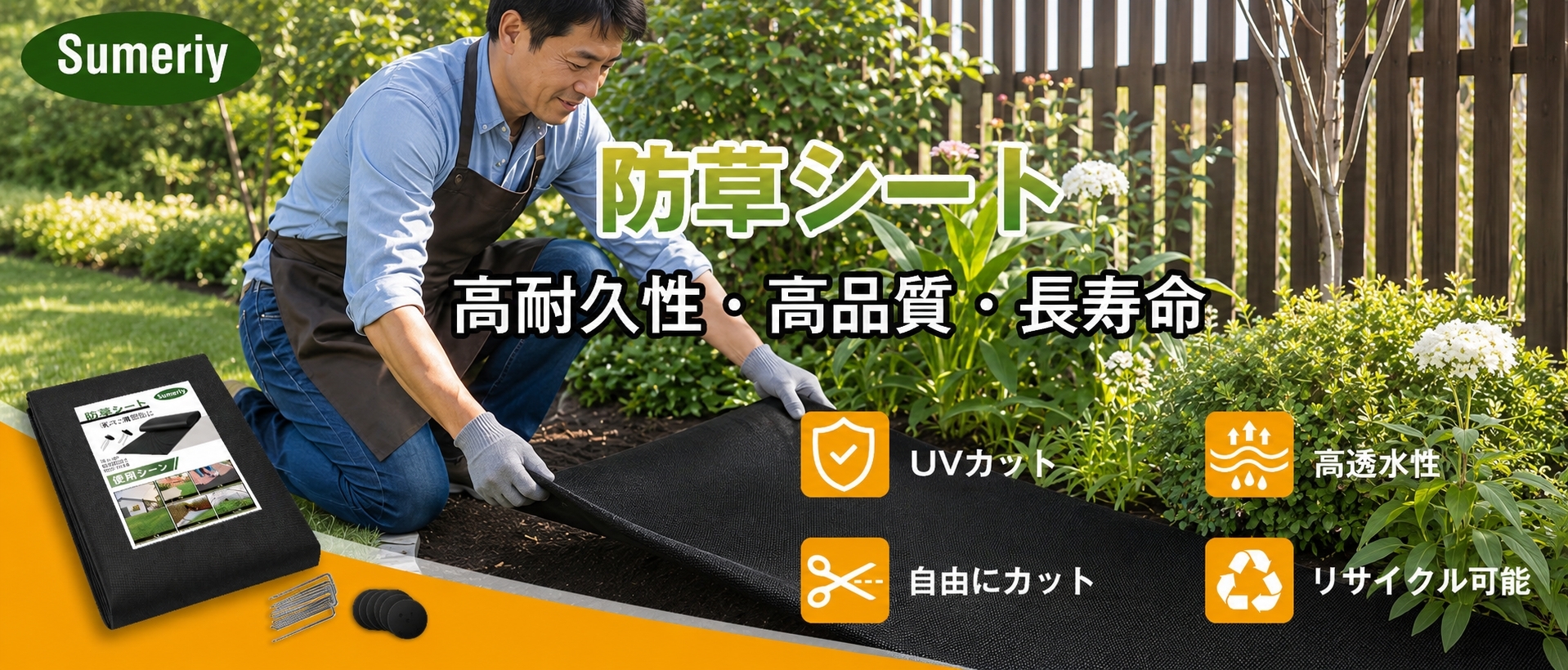 Sumeriy 防草シート 厚手 高密度 高透水 高耐久 除草シート 雑草対策