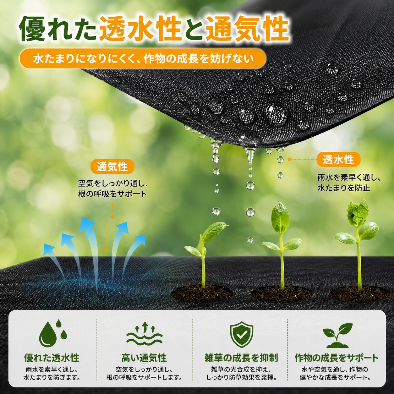 Sumeriy 防草シート 厚手 高密度 高透水 高耐久 除草シート 雑草対策