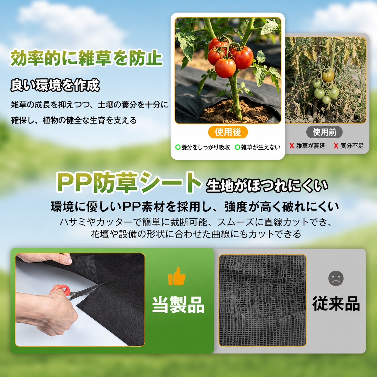Sumeriy 防草シート 厚手 高密度 高透水 高耐久 除草シート 雑草対策