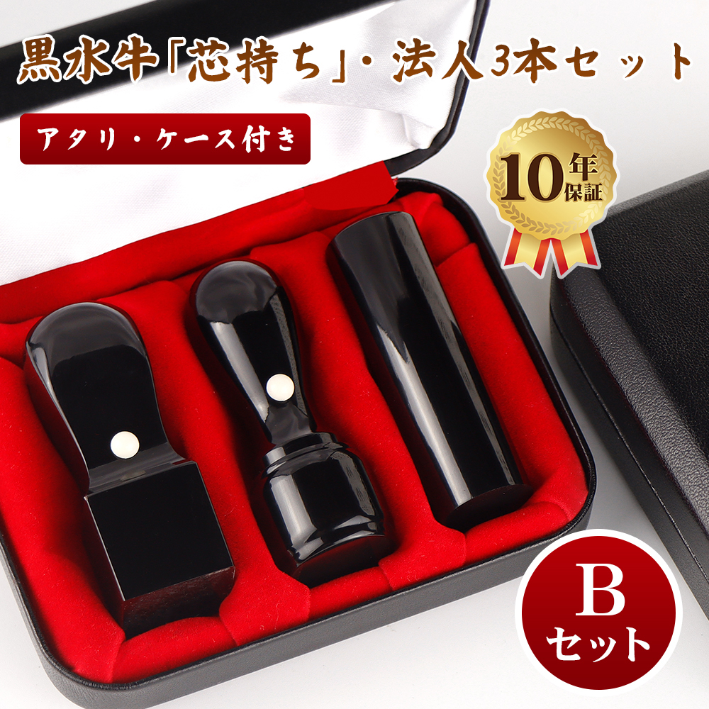 最安3999円~】法人印鑑 黒水牛3本セット 会社設立応援 代表者印18.0