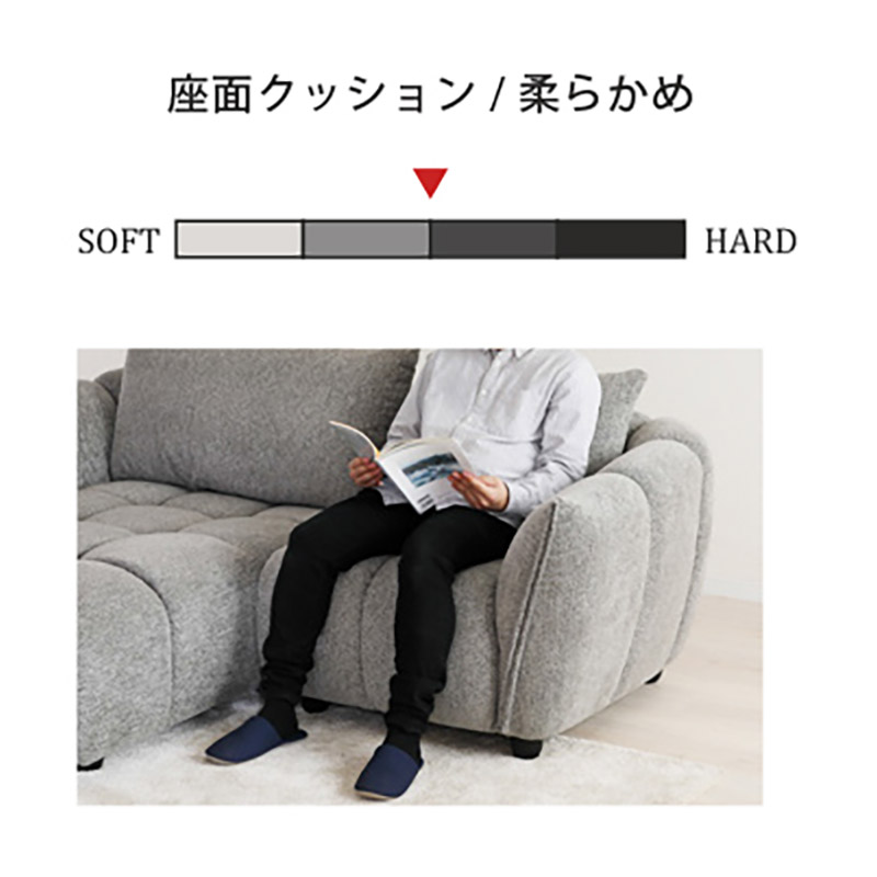 ブロック ソファ 1P+カウチ L/R カウチソファ 幅201cm ファブリック