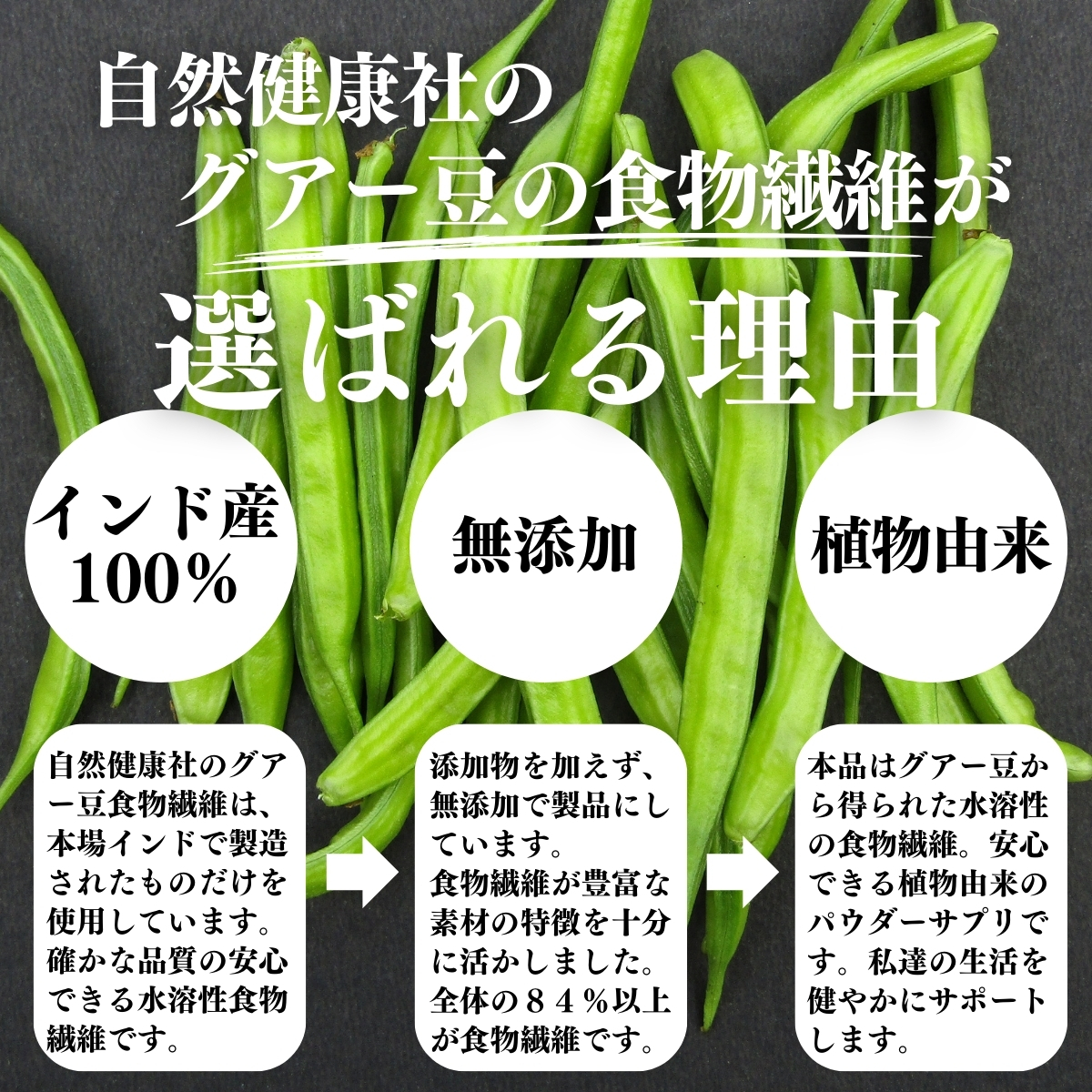 自然健康社 グアー豆の食物繊維 1kg×2個 グアーガム分解物 水溶