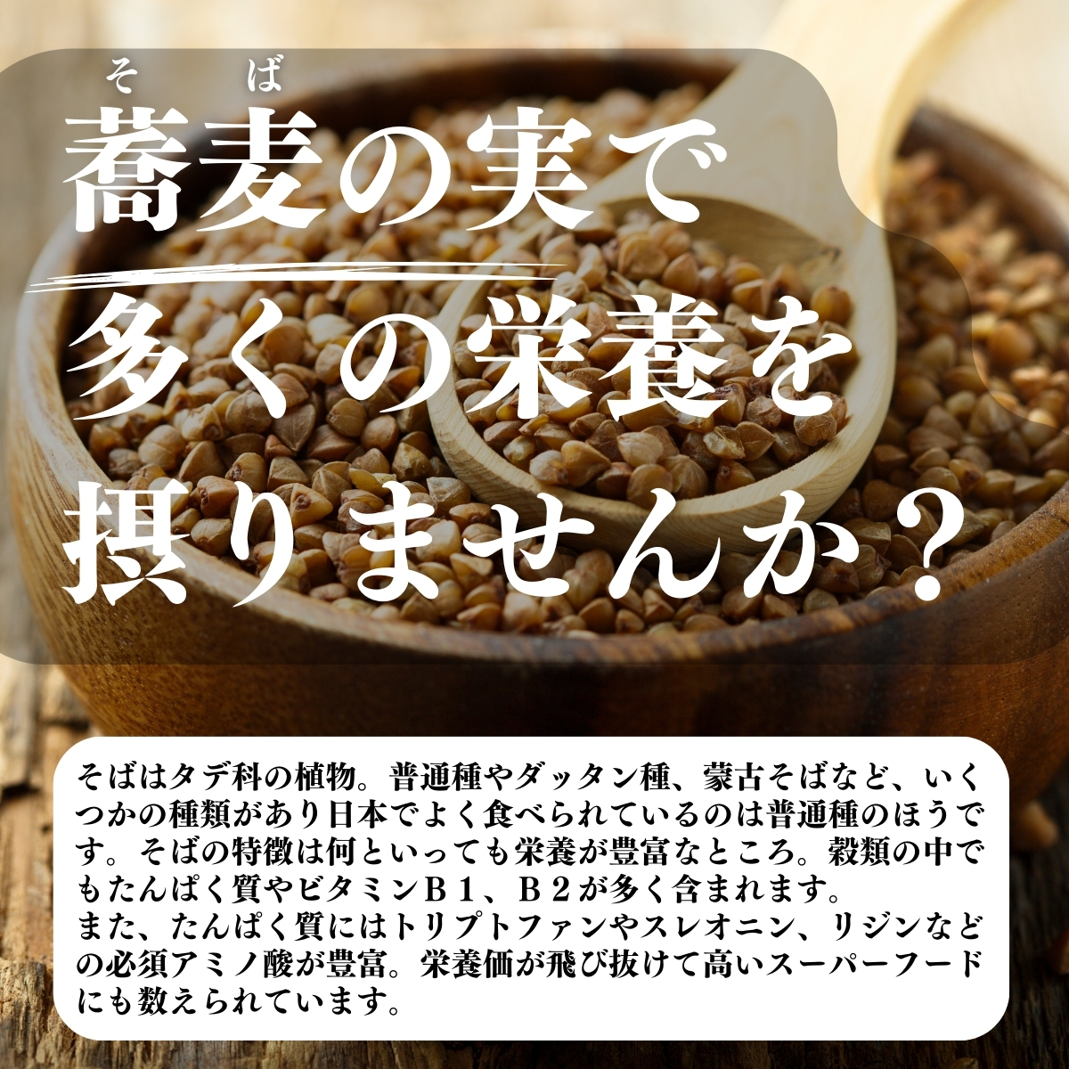 蕎麦の実で多くの栄養を摂りませんか？