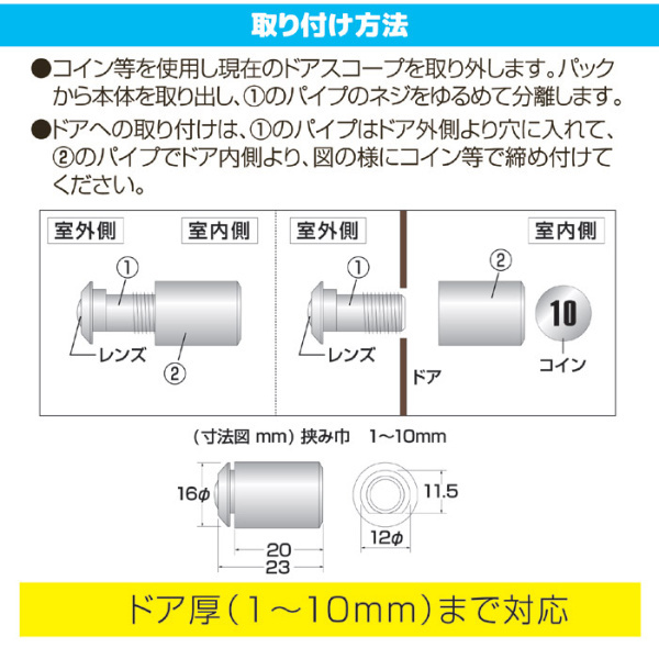 取替用ドアスコープ 公団用 N-1033 防犯 セーフティ ドアまわり
