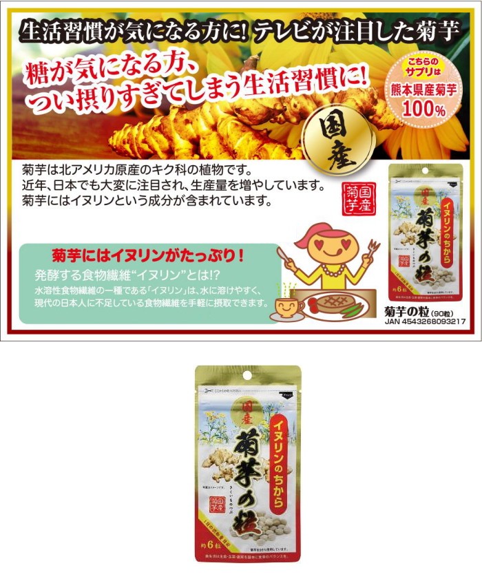 生活習慣が気になる方に イヌリンのちから 菊芋の粒 90粒 菊芋 国産 イヌリン サプリ 充実の品