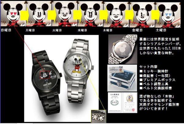 ディズニー世界限定腕時計ギミックアイミッキー 腕時計 レディース