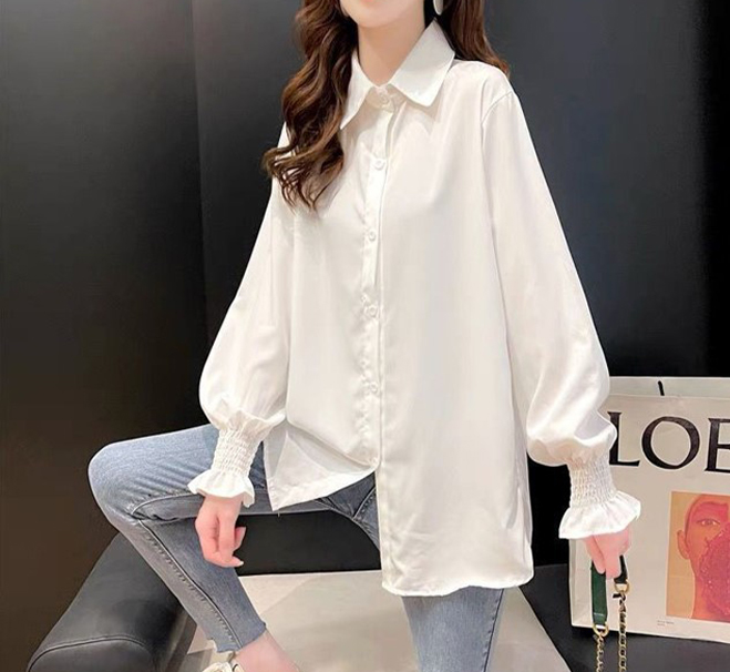 トップス ブラウス レディース シャツ フリル袖 ラッパ袖 長袖 オーバーシャツ  秋 春 大きめ BIG ゆったり 体型カバー おしゃれ |  | 01