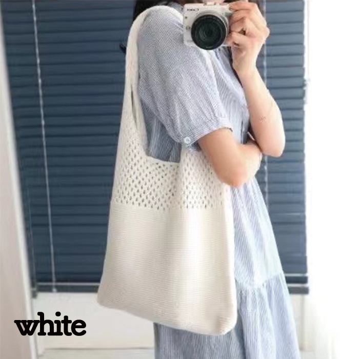 トートバッグ ショルダーバッグ レディースバッグ ニットバッグ 肩掛け 透かし編み メッシュバッグ 大容量 軽量 おしゃれ 手提げ |  | 03