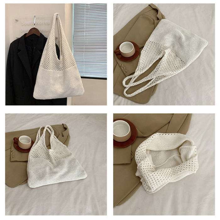 トートバッグ ショルダーバッグ レディースバッグ ニットバッグ 肩掛け 透かし編み メッシュバッグ 大容量 軽量 おしゃれ 手提げ |  | 05