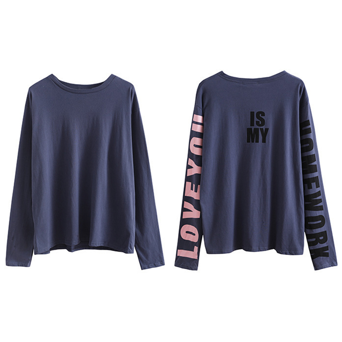 tシャツ レディース 長袖 ロンT ロングTシャツ トップス カットソー ロゴプリント クルーネック 大きめ ゆったり 体型カバー |  | 11