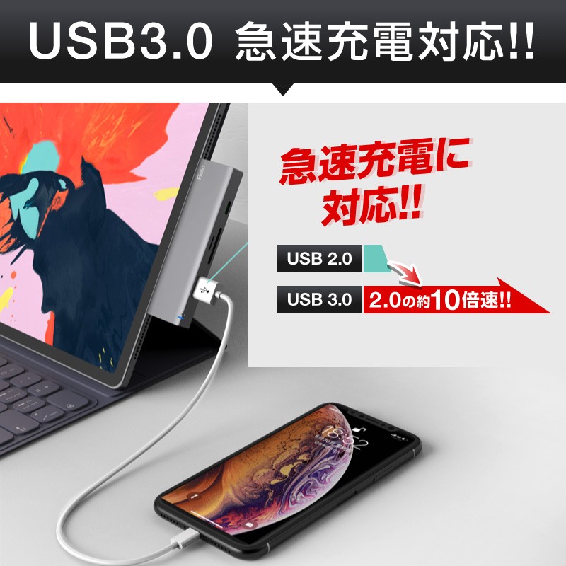 ハブ アダプタ USB TYPE C マルチポートアダプター iPad Pro タイプc 変換アダプター USB-Cハブ type-cハブ  カードリーダー mac os macbook pro windows HDMI :tab003-gy:ホビナビ - 通販 - Yahoo!ショッピング