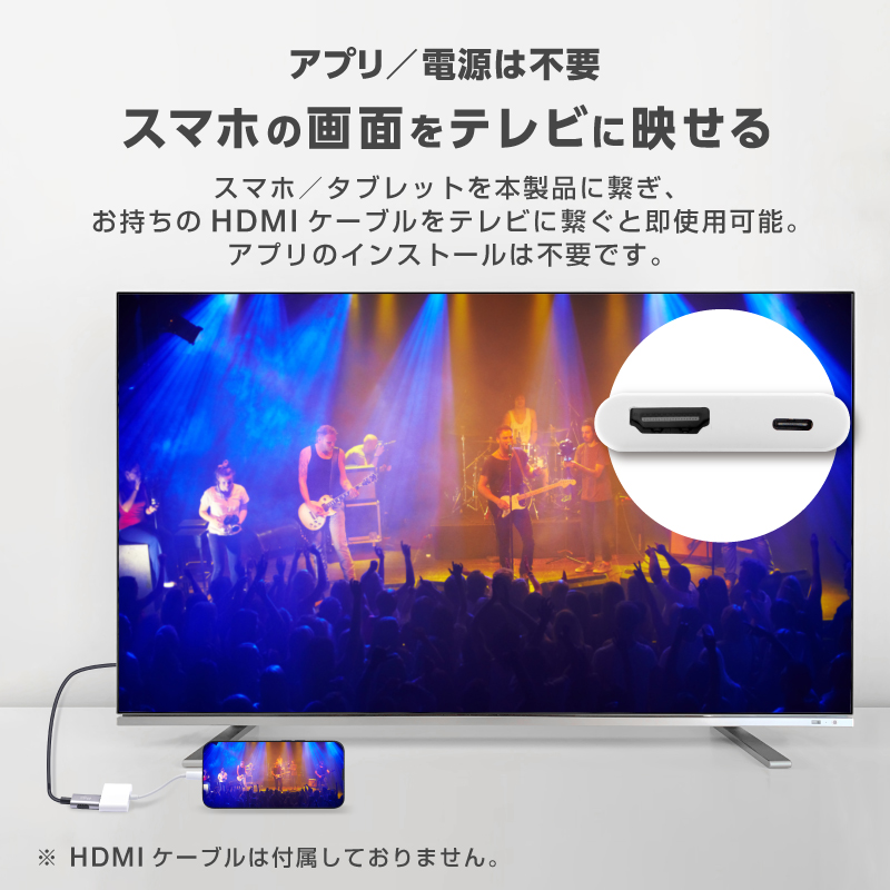 iPhone HDMI 変換アダプタ usb Type-C タイプC 変換ケーブル USB 給電不要 iOS18以上 アイフォン テレビ 接続 ケーブル 15 16 Pro ProMax 新生活 関連画像2