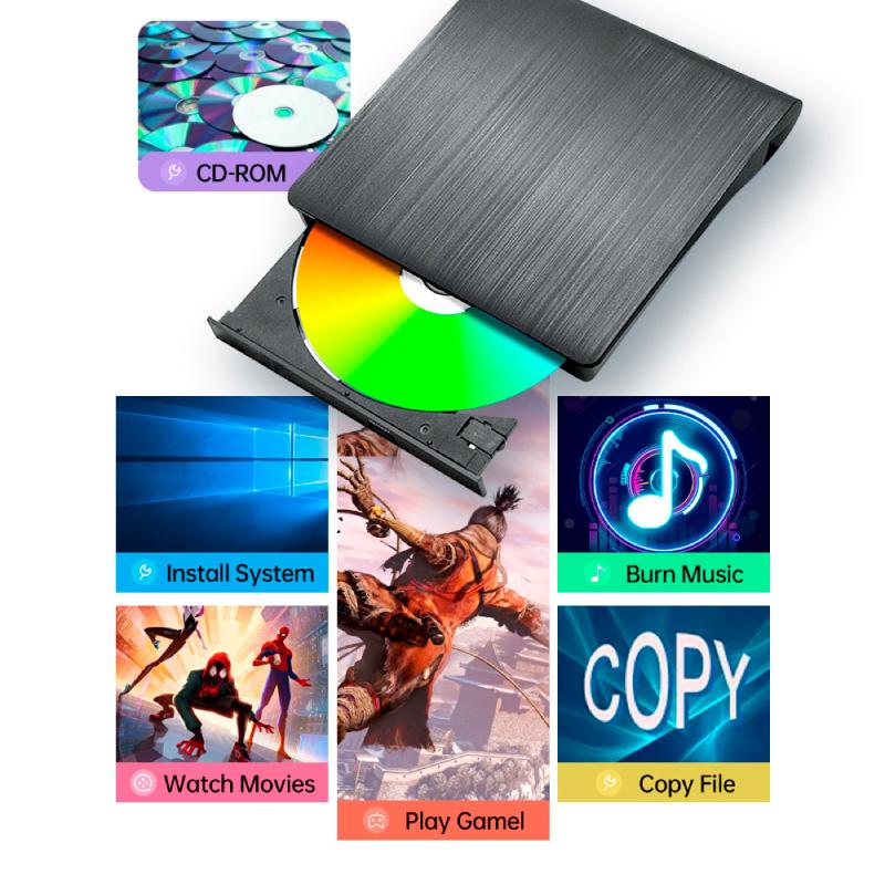 DVDドライブ 外付け dvd cd ドライブ USB 3.0対応 書き込み 読み込み 外付けdvdドライブ cdドライブ TYPE-Cコネクター ケーブル内蔵 CD/DVD-RWドライブ｜hobinavi｜13
