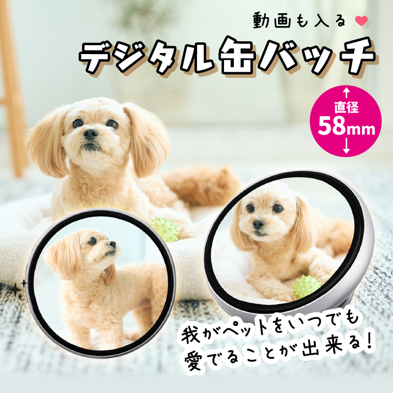缶バッジ キーホルダー 電子缶バッジ ペット 赤ちゃん うちの子グッズ おしゃれ お散歩ライト LED 犬 猫 光る缶バッジ 動く電子バッジ スマホ転送 写真 可愛い