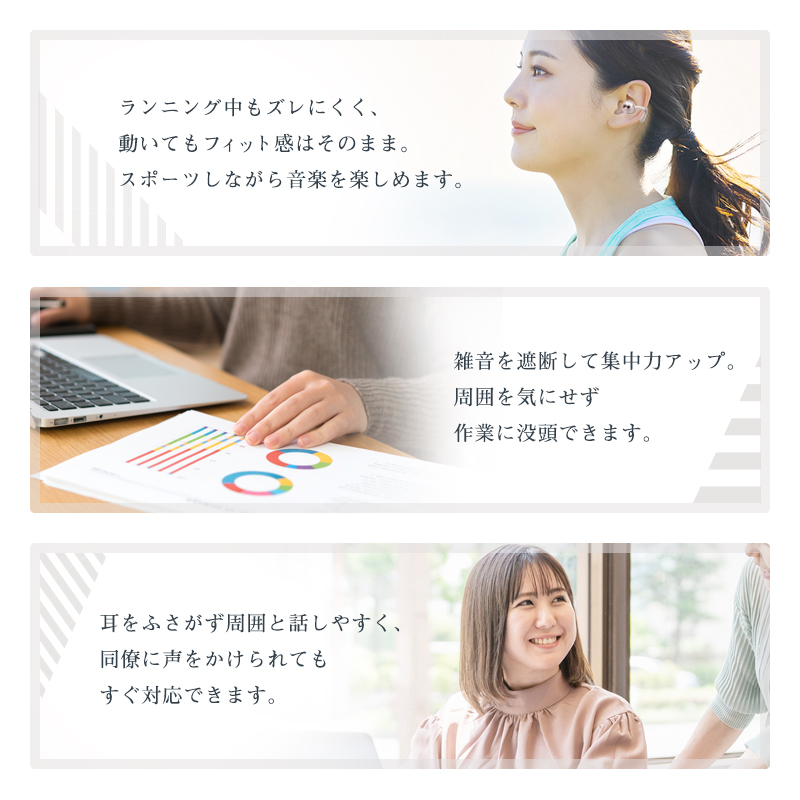 ワイヤレスイヤホン bluetooth 片耳 耳掛け 自転車 耳を塞がない かわいい 高音質 android イヤーカフ 防水 防塵 スポーツ ランニング 軽量 チャームなし 関連画像4