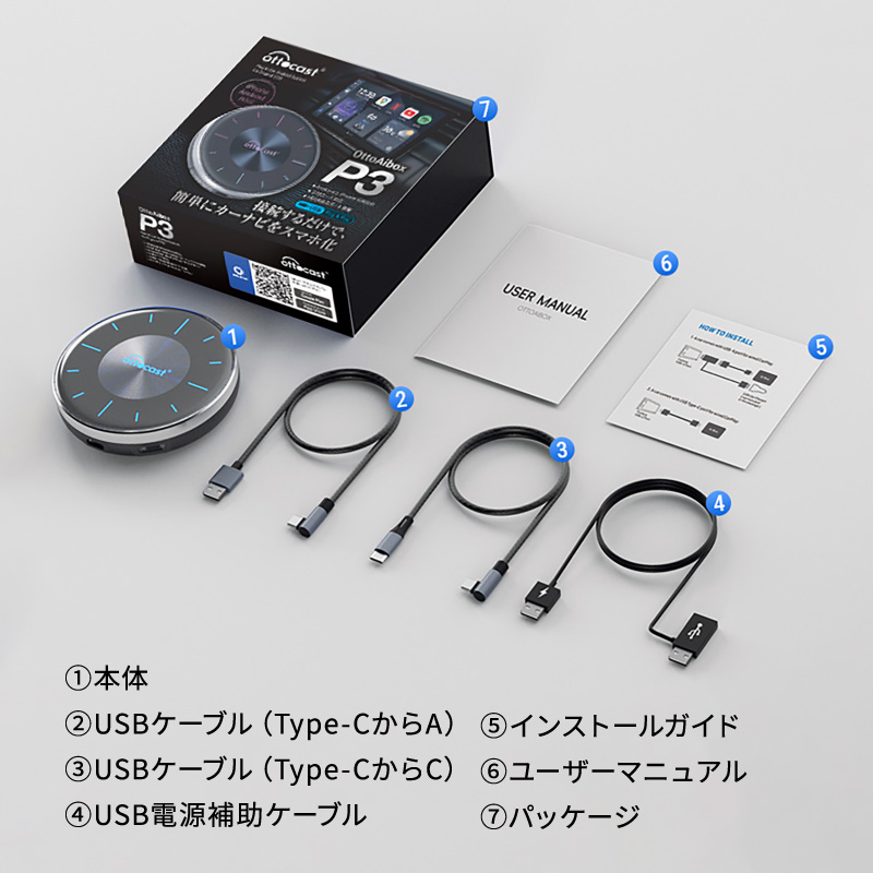 リモコンセット オットキャスト OTTOCAST PICASOU3 ピカソウ3 P3 2点セット carplay ai box プラグアンドプレイ車載androidドングル｜hobinavi2｜15