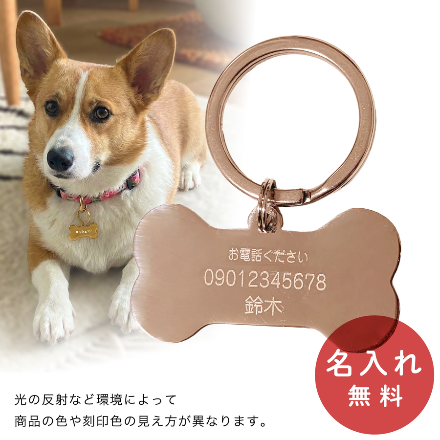 迷子札 犬 ステンレス ネームタグ ボーンタイプ 骨型 名入れ ペット