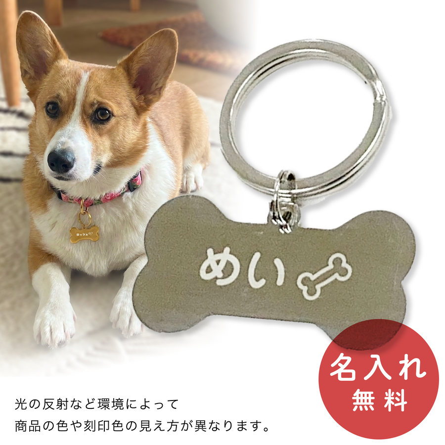 迷子札 犬 ステンレス ネームタグ ボーンタイプ 骨型 名入れ ペット