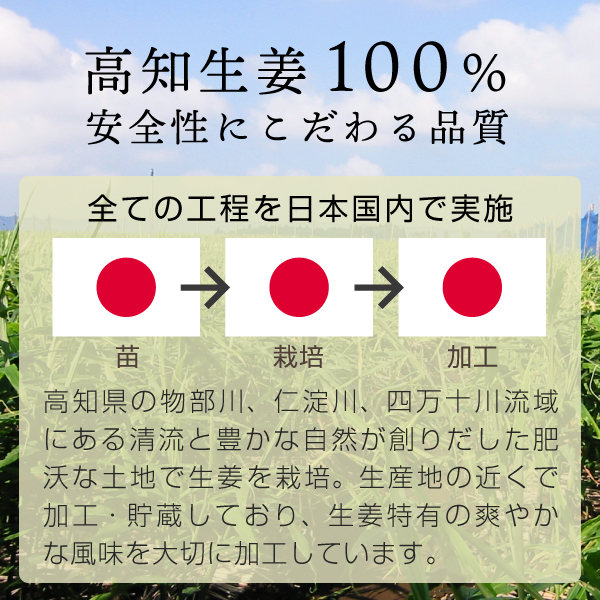 蒸し生姜パウダーの製造工程説明