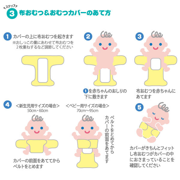 未使用品   輪オムツ(布オムツ)  無地5枚セット②