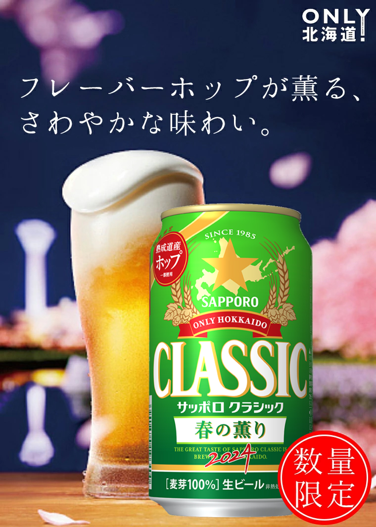 敬老の日 2024 お酒 ギフト ビール 送料無料 北海道限定 サッポロクラシック  春の薫り(350ml×24本)＆サッポロクラシック(350ml×24本)48本 限定ビール