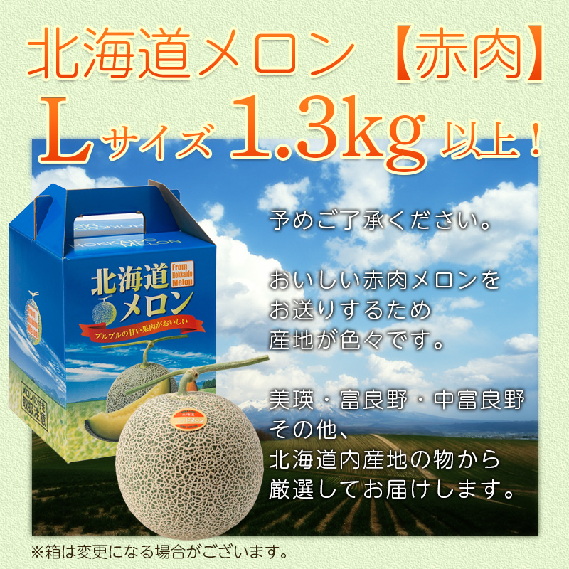 ⑮みけねこ　北海道産　赤肉メロン 予約】 北海道メロン 1.3kg (Lサイズ)×1玉 赤肉メロン 北海道