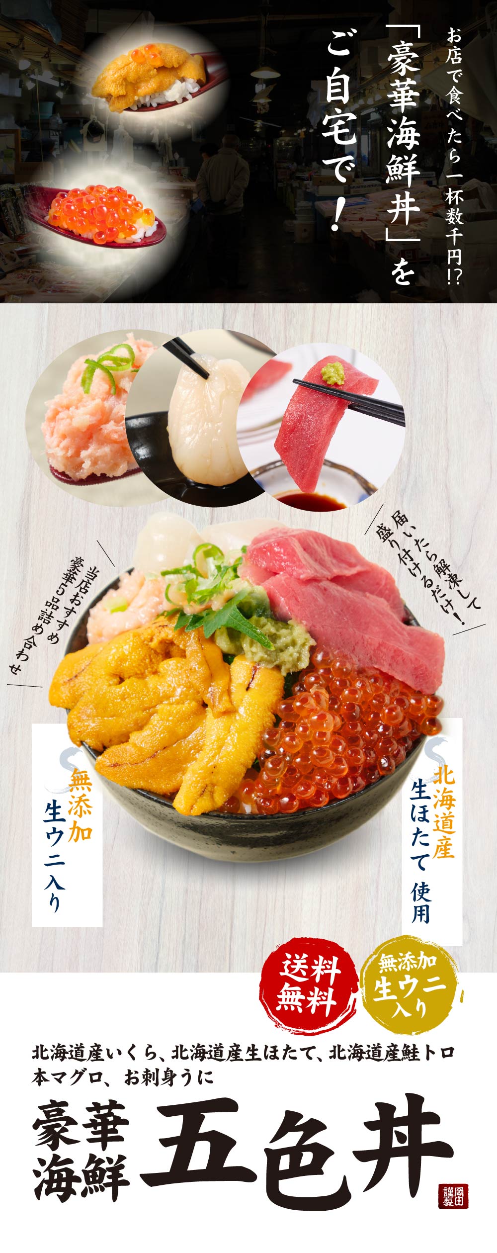 海鮮丼セット 北海道 海鮮5色丼 セット 本マグロ いくら醤油漬け