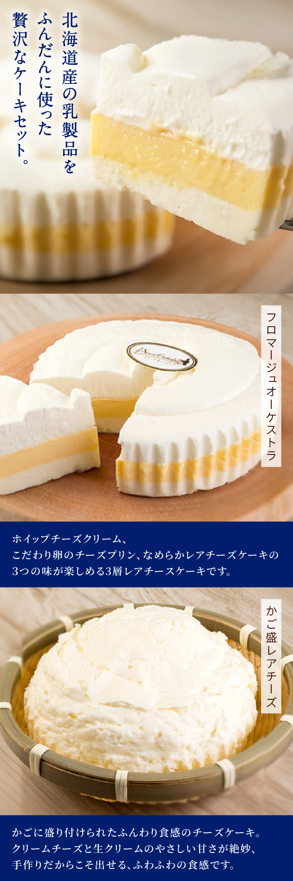 北海道 チーズケーキ 2種セット かご盛レアチーズ フロマージュ