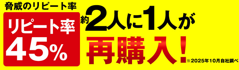 リピート率45％！2人に1人が再購入！