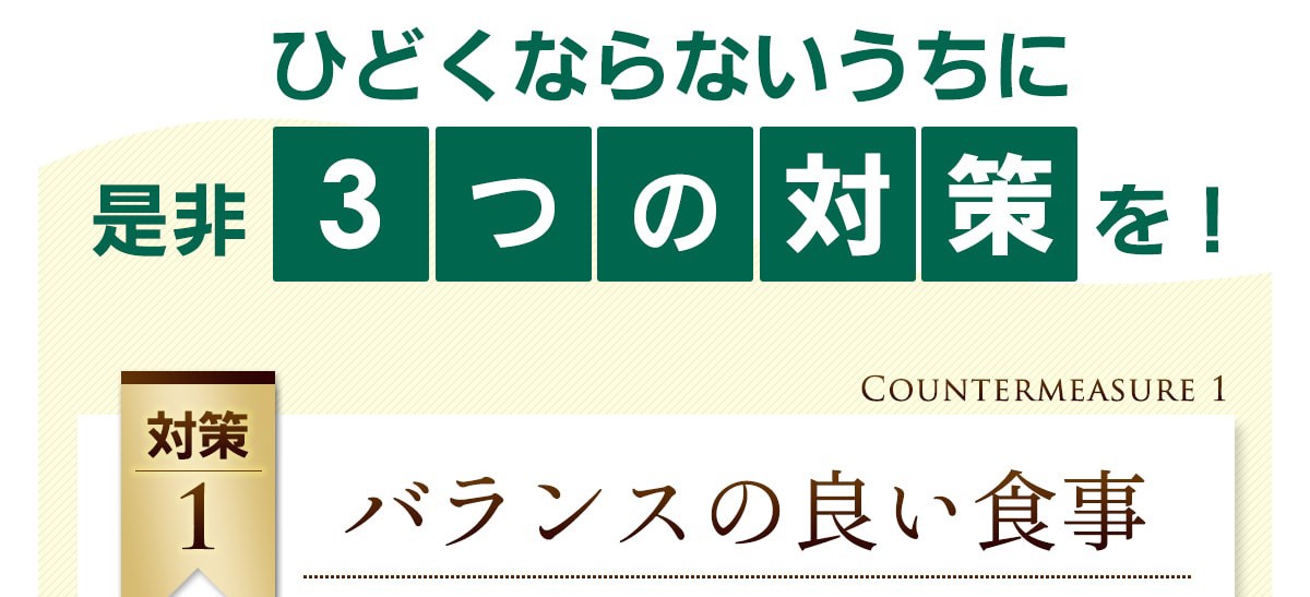 酷くならないうちに3つの対策を！対策[1]バランスの良い食事