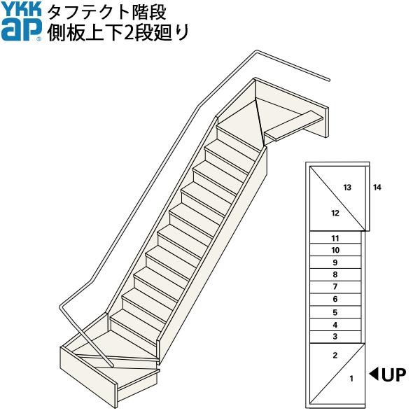 YKKAP階段 箱型直階段 幅木下部3段廻り：W08サイズ : boxh-steps1 