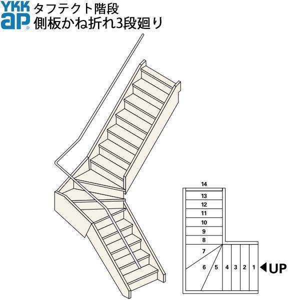 YKKAP階段 箱型かね折れ階段 側板かね折れ2段廻り：W09サイズ : boxbs2