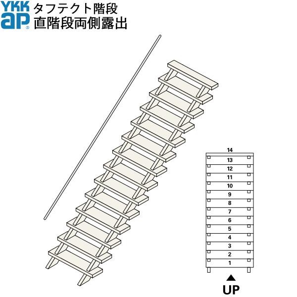 YKKAP階段 露出型直階段 直階段片側露出：W09サイズ : expk-steps1