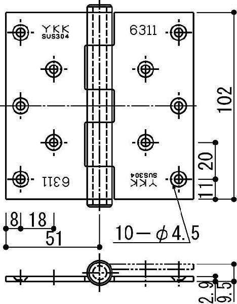 ゆうパケット(メール便)対応）YKKAP交換用部品 丁番(HH-H-0026) :HH-H-0026--75:ノースウエスト - 通販 -  Yahoo!ショッピング