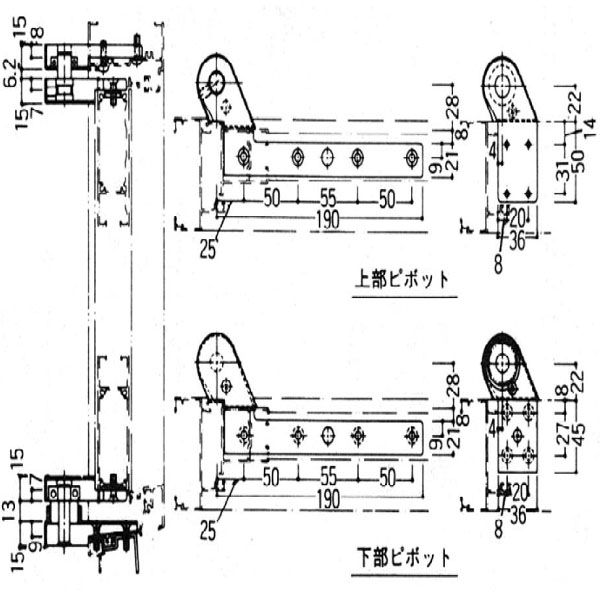 YKKAP交換用部品 ピボットヒンジ(上下セット)(HH-K-11583) : hh-k