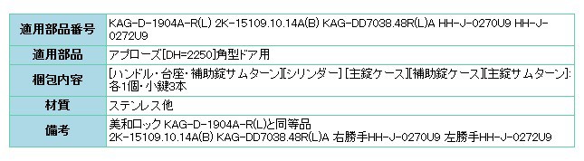 YKKAP交換用部品　プッシュプル錠セット(HH-J-0270U9)