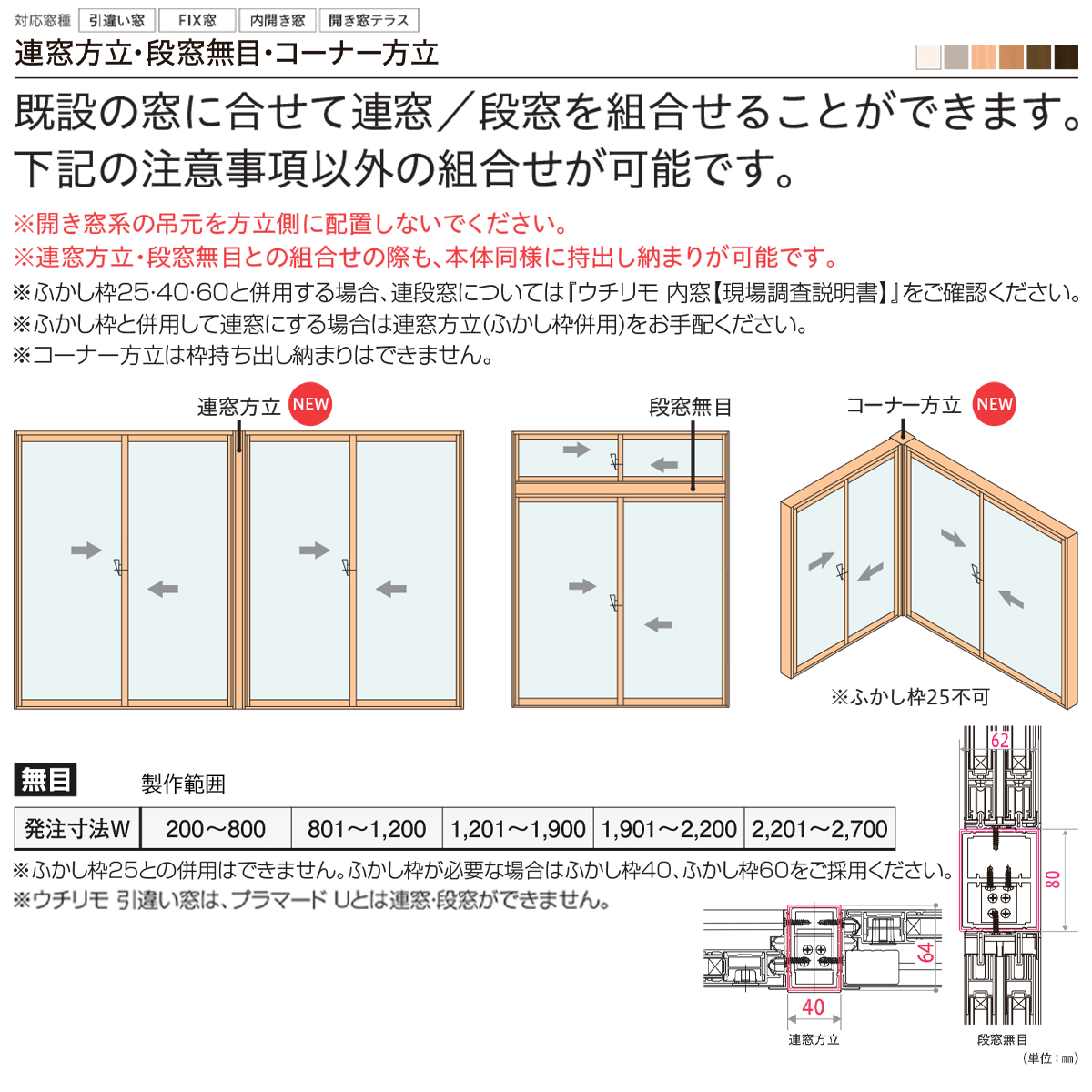 YKK AP YKKAPウチリモ オプション 連窓方立 幅550〜4000 × 高1001