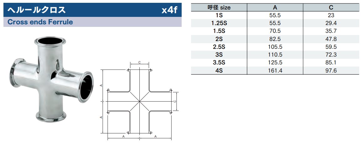 協和ステンレス SUS304-x4f-1.5S ヘルールクロス サニタリー継手 :S304-x4f-15S:ホクショー商事 ヤフー機械要素店 - 通販  - Yahoo!ショッピング 継手 | energostan.kz