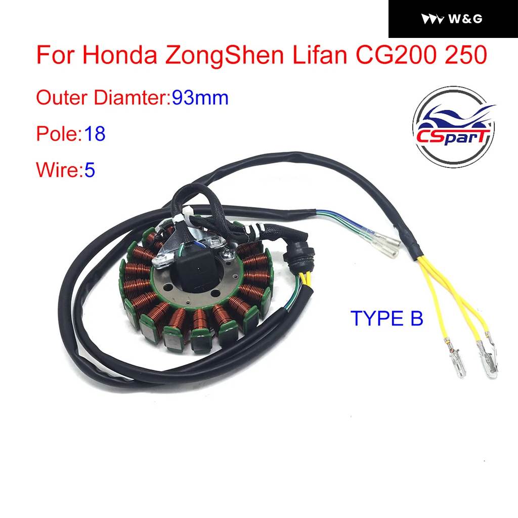 並行輸入品マグネトステーター 18極コイル 5線式 200C 250CC CG BASHAN SHINERAY JINLING TAOTAO ダートピットオートバイ バイク ATV クワッドパーツの画像