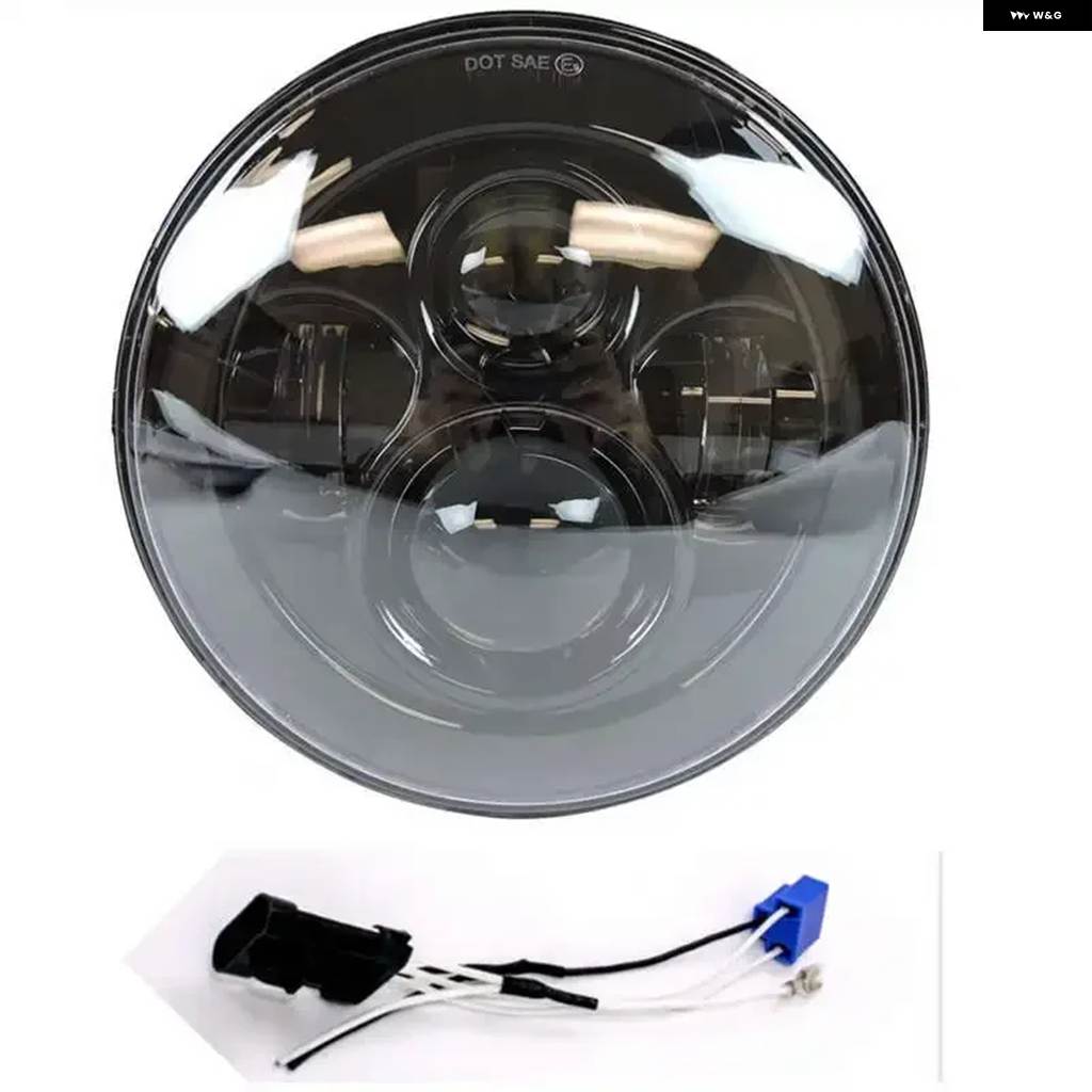並行輸入品ラウンド7インチ バイク 黒プロジェクターモーター HID モーターストリートグライド LEDライト バルブ ヘッドライト ストリートグライド ソフの画像