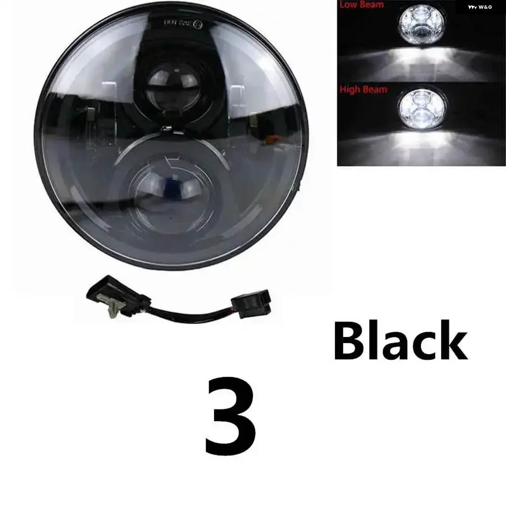並行輸入品ラウンド7インチ バイク 黒プロジェクターモーター HID モーターストリートグライド LEDライト バルブ ヘッドライト ストリートグライド ソフの画像
