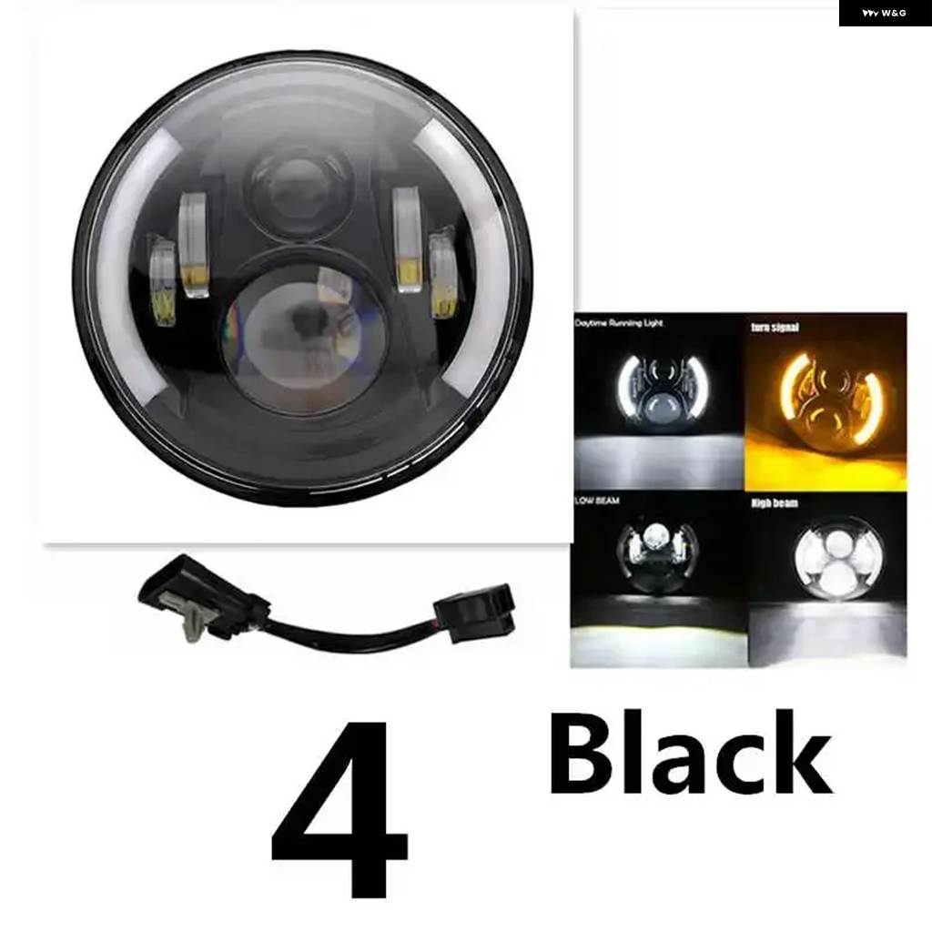 並行輸入品ラウンド7インチ バイク 黒プロジェクターモーター HID モーターストリートグライド LEDライト バルブ ヘッドライト ストリートグライド ソフの画像