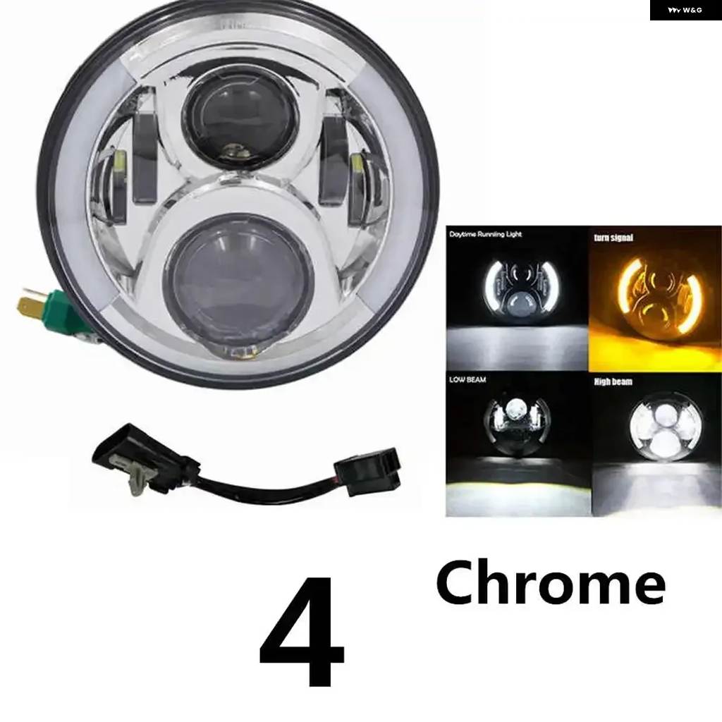 並行輸入品ラウンド7インチ バイク 黒プロジェクターモーター HID モーターストリートグライド LEDライト バルブ ヘッドライト ストリートグライド ソフの画像