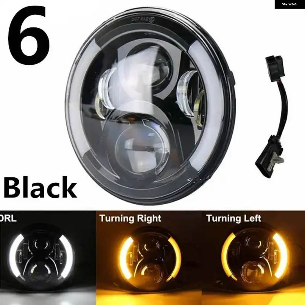 並行輸入品ラウンド7インチ バイク 黒プロジェクターモーター HID モーターストリートグライド LEDライト バルブ ヘッドライト ストリートグライド ソフの画像